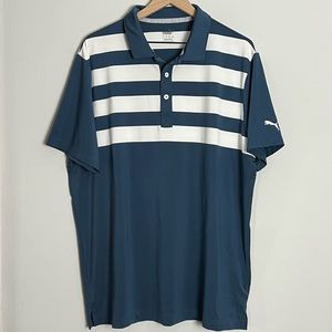 Puma Golf 2020 Tournament Edition Polo Blue and White Stripe Size XL